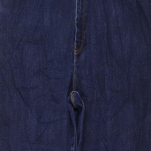 Marks and Spencer Womens Blue Cotton Straight Jeans Size 32 in L27 in Regular Button