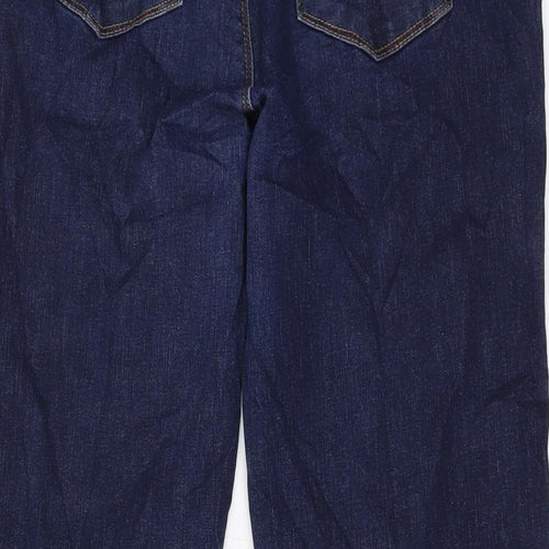 Marks and Spencer Womens Blue Cotton Straight Jeans Size 32 in L27 in Regular Button