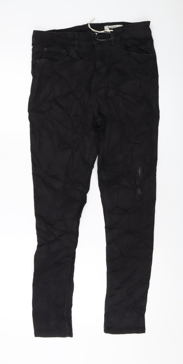 Marks and Spencer Womens Black Cotton Skinny Jeans Size 12 L28 in Regular Button