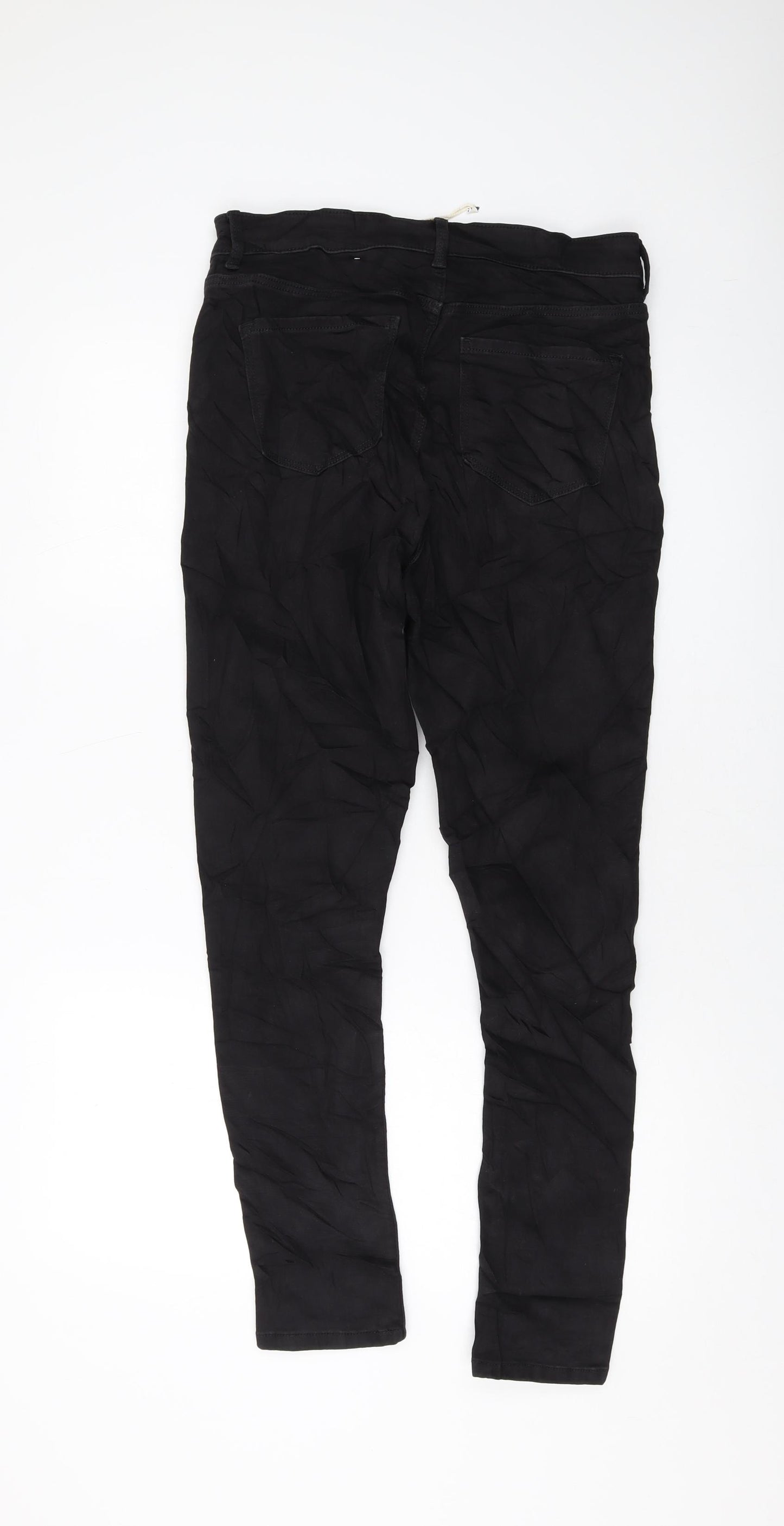Marks and Spencer Womens Black Cotton Skinny Jeans Size 12 L28 in Regular Button