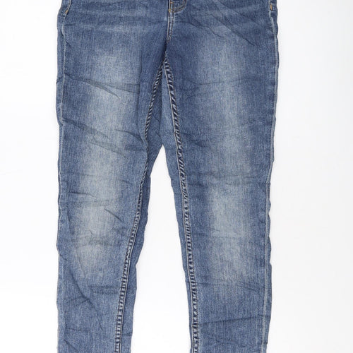 H&M Womens Blue Cotton Skinny Jeans Size 12 L29 in Regular Button