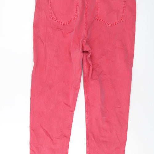 Marks and Spencer Womens Pink Cotton Cropped Jeans Size 16 L21 in Regular Button