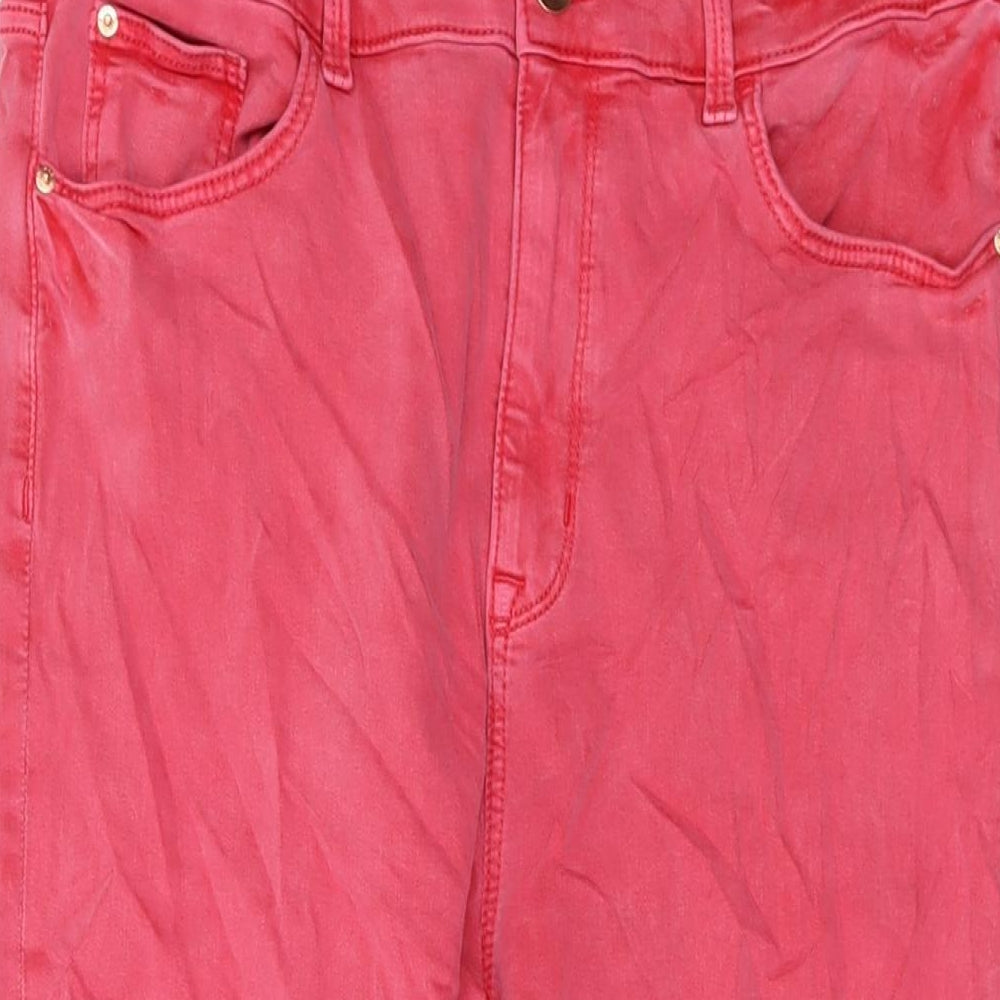 Marks and Spencer Womens Pink Cotton Cropped Jeans Size 16 L21 in Regular Button