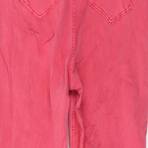 Marks and Spencer Womens Pink Cotton Cropped Jeans Size 16 L21 in Regular Button