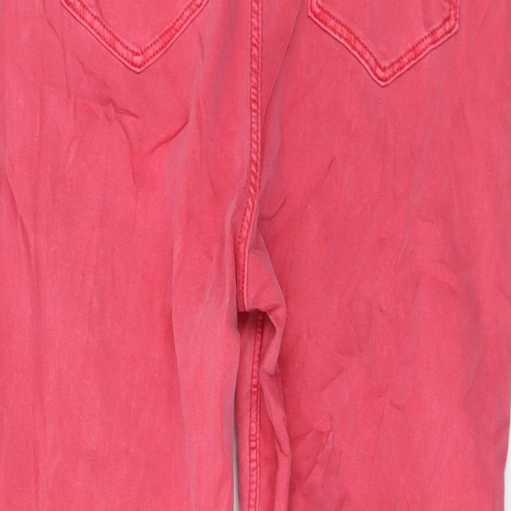Marks and Spencer Womens Pink Cotton Cropped Jeans Size 16 L21 in Regular Button