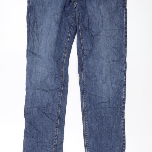Marks and Spencer Mens Blue Cotton Straight Jeans Size 34 in L31 in Slim Button