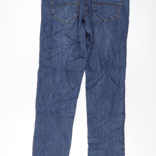 Marks and Spencer Mens Blue Cotton Straight Jeans Size 34 in L31 in Slim Button