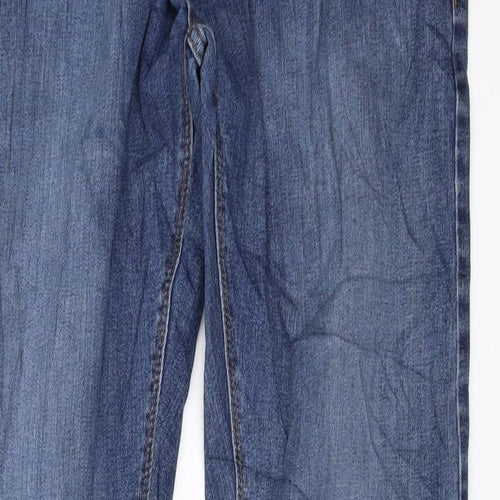 Marks and Spencer Mens Blue Cotton Straight Jeans Size 34 in L31 in Slim Button