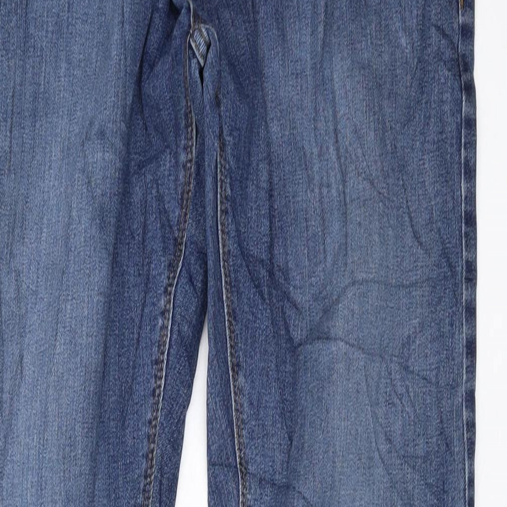 Marks and Spencer Mens Blue Cotton Straight Jeans Size 34 in L31 in Slim Button