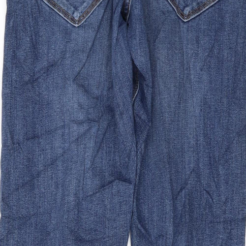 Marks and Spencer Mens Blue Cotton Straight Jeans Size 34 in L31 in Slim Button