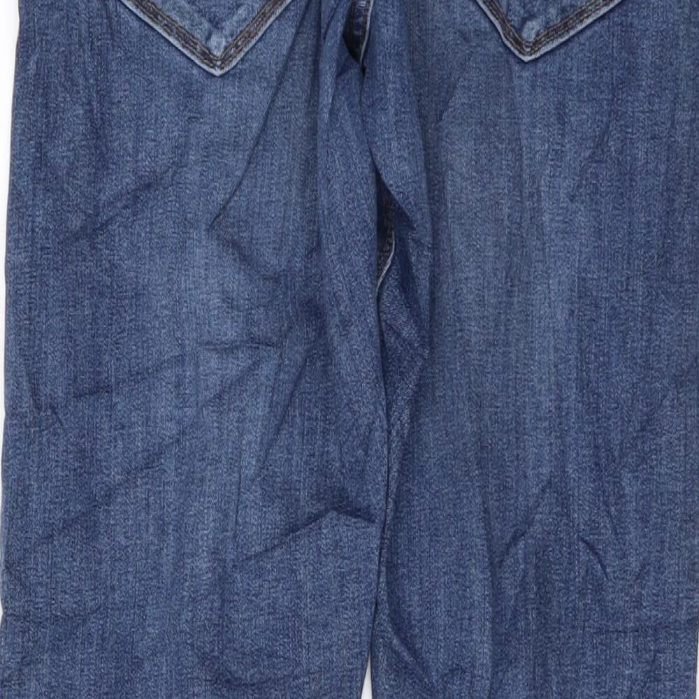 Marks and Spencer Mens Blue Cotton Straight Jeans Size 34 in L31 in Slim Button