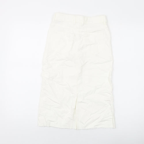 Marks and Spencer Womens Ivory Cotton A-Line Skirt Size 6 Button