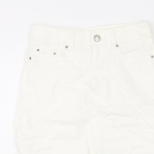 Marks and Spencer Womens Ivory Cotton A-Line Skirt Size 6 Button