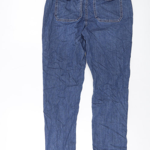 Marks and Spencer Womens Blue Cotton Tapered Jeans Size 8 L27 in Regular Button
