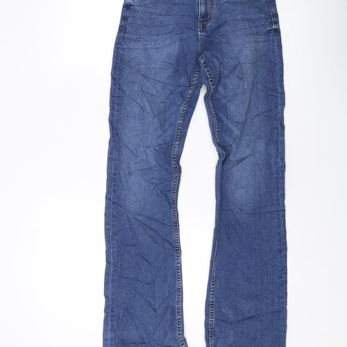 Marks and Spencer Womens Blue Cotton Bootcut Jeans Size 8 L30 in Regular Button