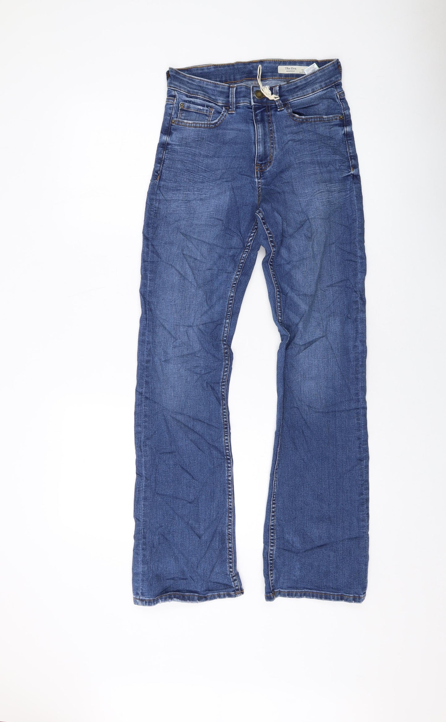 Marks and Spencer Womens Blue Cotton Bootcut Jeans Size 8 L30 in Regular Button