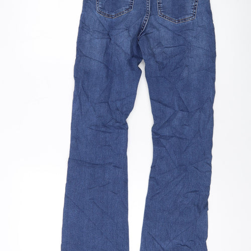 Marks and Spencer Womens Blue Cotton Bootcut Jeans Size 8 L30 in Regular Button