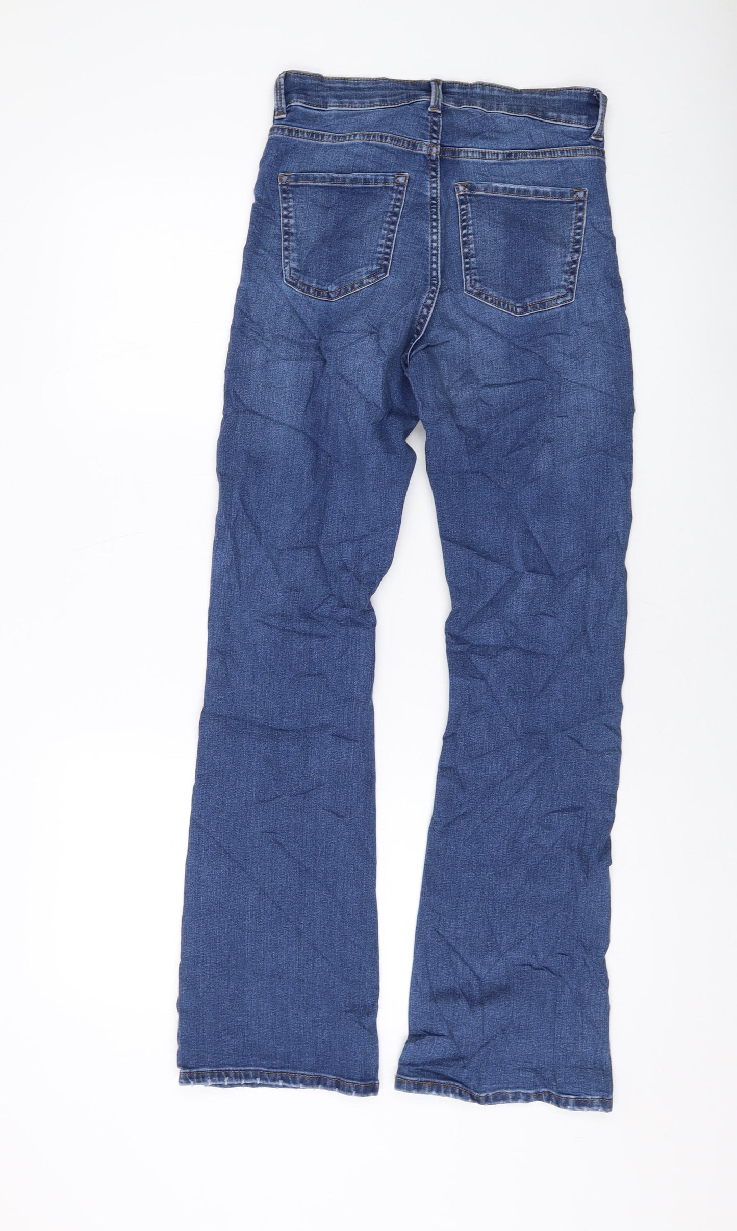 Marks and Spencer Womens Blue Cotton Bootcut Jeans Size 8 L30 in Regular Button
