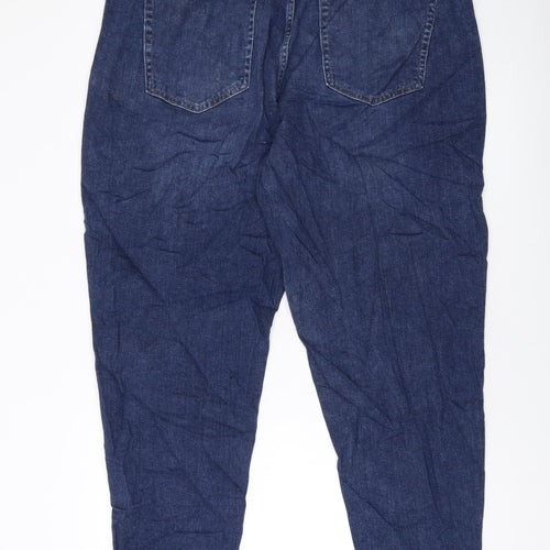 Marks and Spencer Womens Blue Cotton Mom Jeans Size 20 L29 in Regular Button