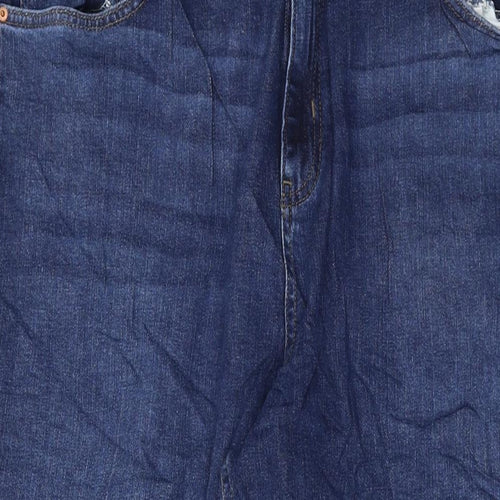 Marks and Spencer Womens Blue Cotton Mom Jeans Size 20 L29 in Regular Button