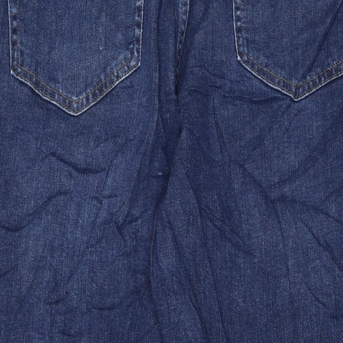 Marks and Spencer Womens Blue Cotton Mom Jeans Size 20 L29 in Regular Button