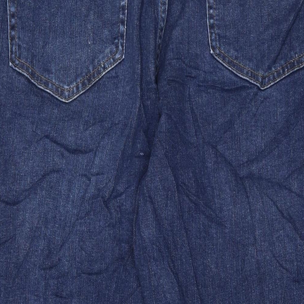 Marks and Spencer Womens Blue Cotton Mom Jeans Size 20 L29 in Regular Button