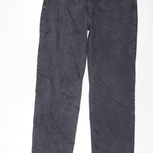 Marks and Spencer Womens Grey Cotton Straight Jeans Size 14 L31 in Regular Button