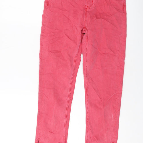 Marks and Spencer Womens Pink Cotton Cropped Jeans Size 8 L22 in Regular Button