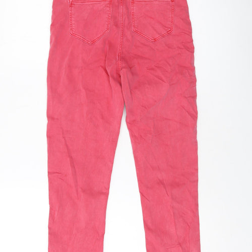 Marks and Spencer Womens Pink Cotton Cropped Jeans Size 8 L22 in Regular Button