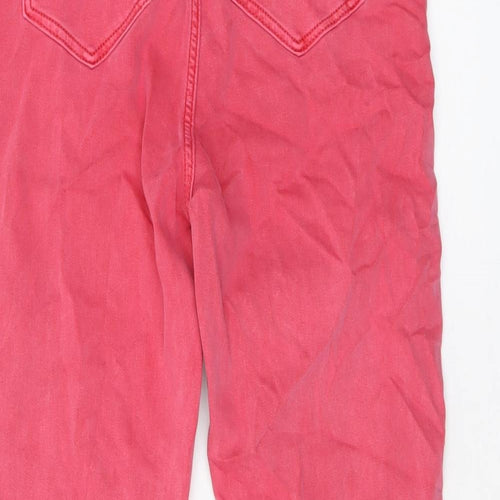 Marks and Spencer Womens Pink Cotton Cropped Jeans Size 8 L22 in Regular Button