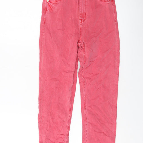 Marks and Spencer Womens Pink Cotton Cropped Jeans Size 6 L22 in Regular Button