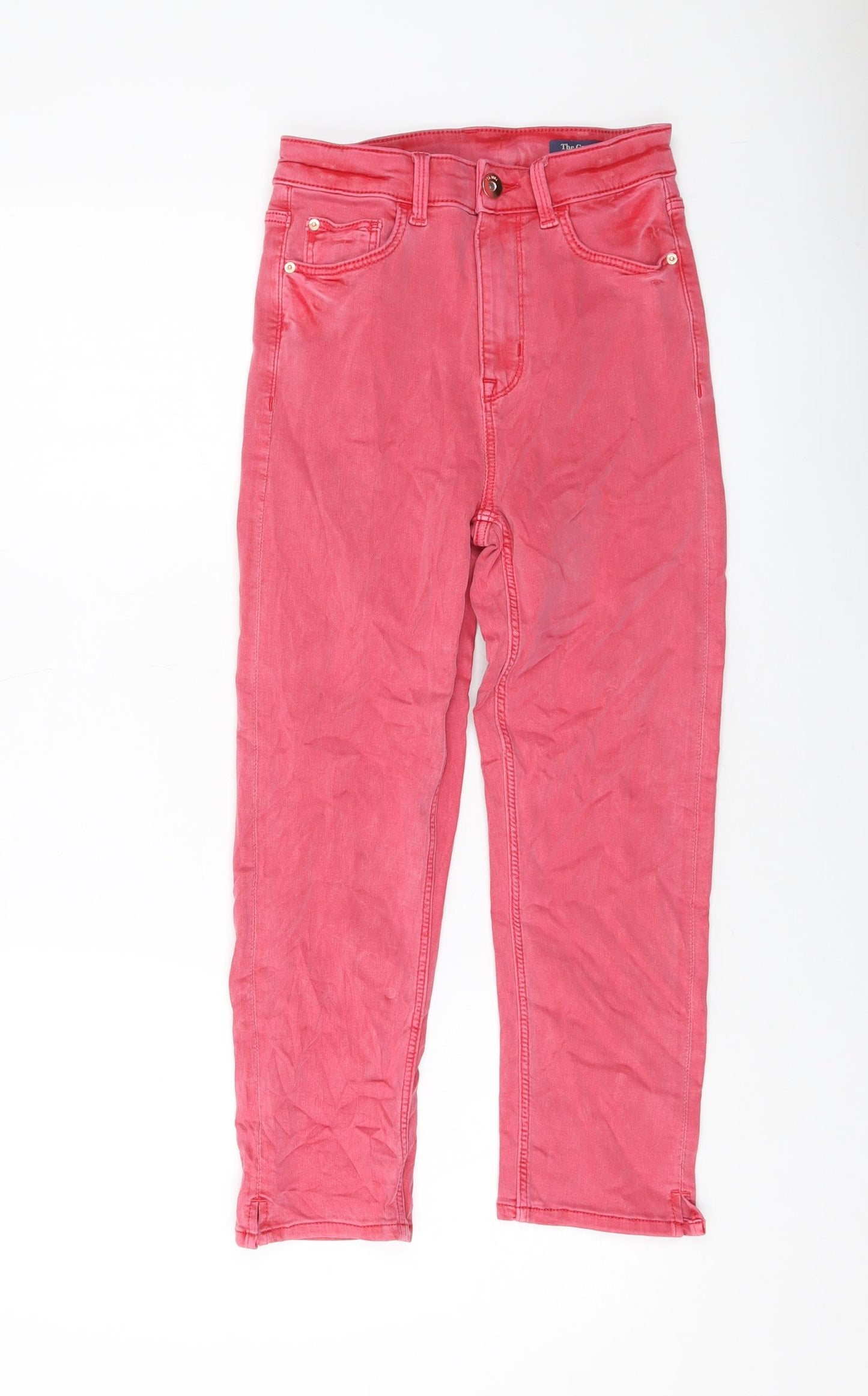 Marks and Spencer Womens Pink Cotton Cropped Jeans Size 6 L22 in Regular Button