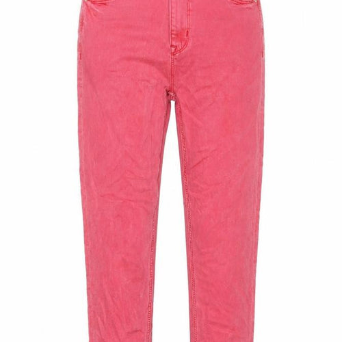 Marks and Spencer Womens Pink Cotton Cropped Jeans Size 6 L22 in Regular Button
