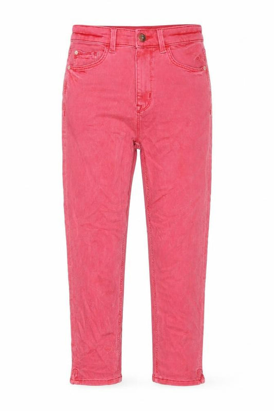 Front view of Marks & Spencer women’s pink cotton cropped jeans, size UK 6, 22-inch leg regular button