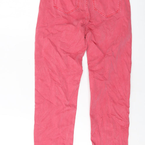 Marks and Spencer Womens Pink Cotton Cropped Jeans Size 6 L22 in Regular Button