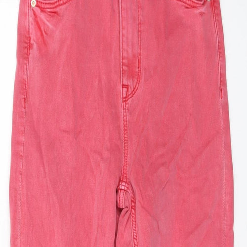 Marks and Spencer Womens Pink Cotton Cropped Jeans Size 6 L22 in Regular Button
