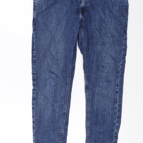 Marks and Spencer Mens Blue Cotton Skinny Jeans Size 30 in L29 in Regular Button