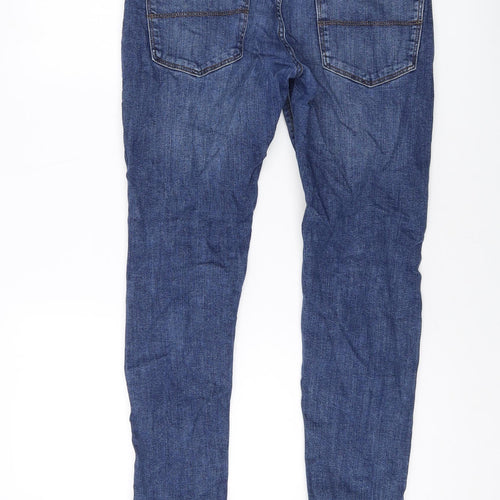 Marks and Spencer Mens Blue Cotton Skinny Jeans Size 30 in L29 in Regular Button