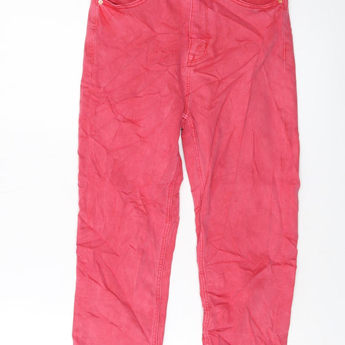 Marks and Spencer Womens Pink Cotton Cropped Jeans Size 8 L21 in Regular Button
