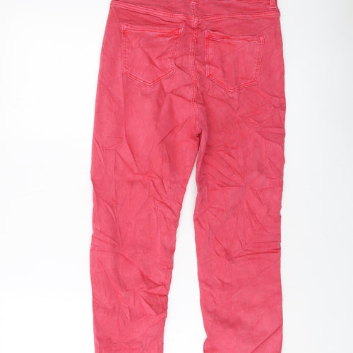 Marks and Spencer Womens Pink Cotton Cropped Jeans Size 8 L21 in Regular Button
