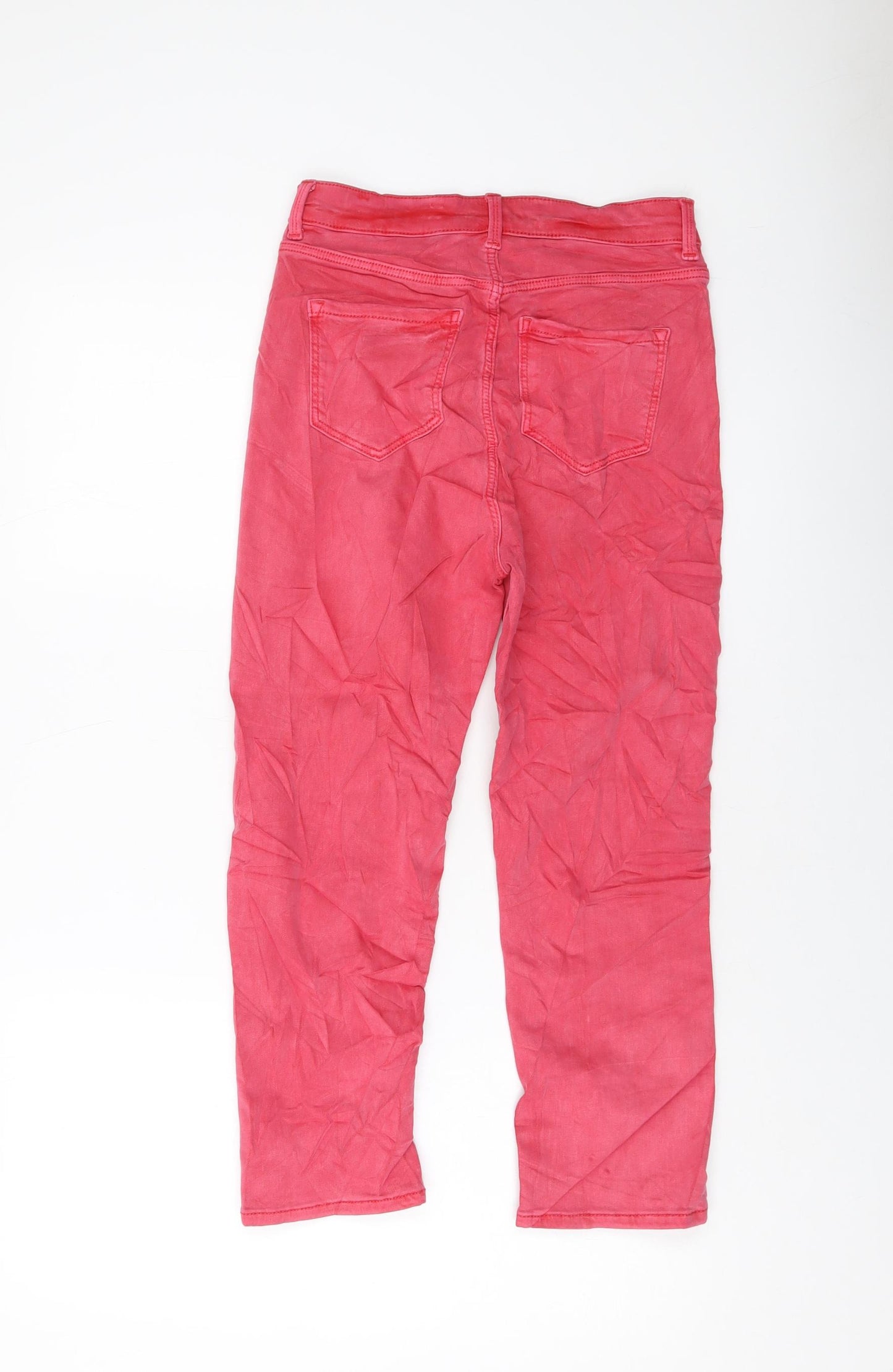 Marks and Spencer Womens Pink Cotton Cropped Jeans Size 8 L21 in Regular Button
