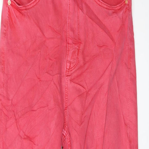 Marks and Spencer Womens Pink Cotton Cropped Jeans Size 8 L21 in Regular Button
