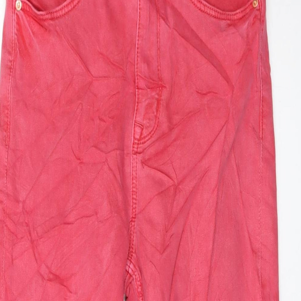 Marks and Spencer Womens Pink Cotton Cropped Jeans Size 8 L21 in Regular Button