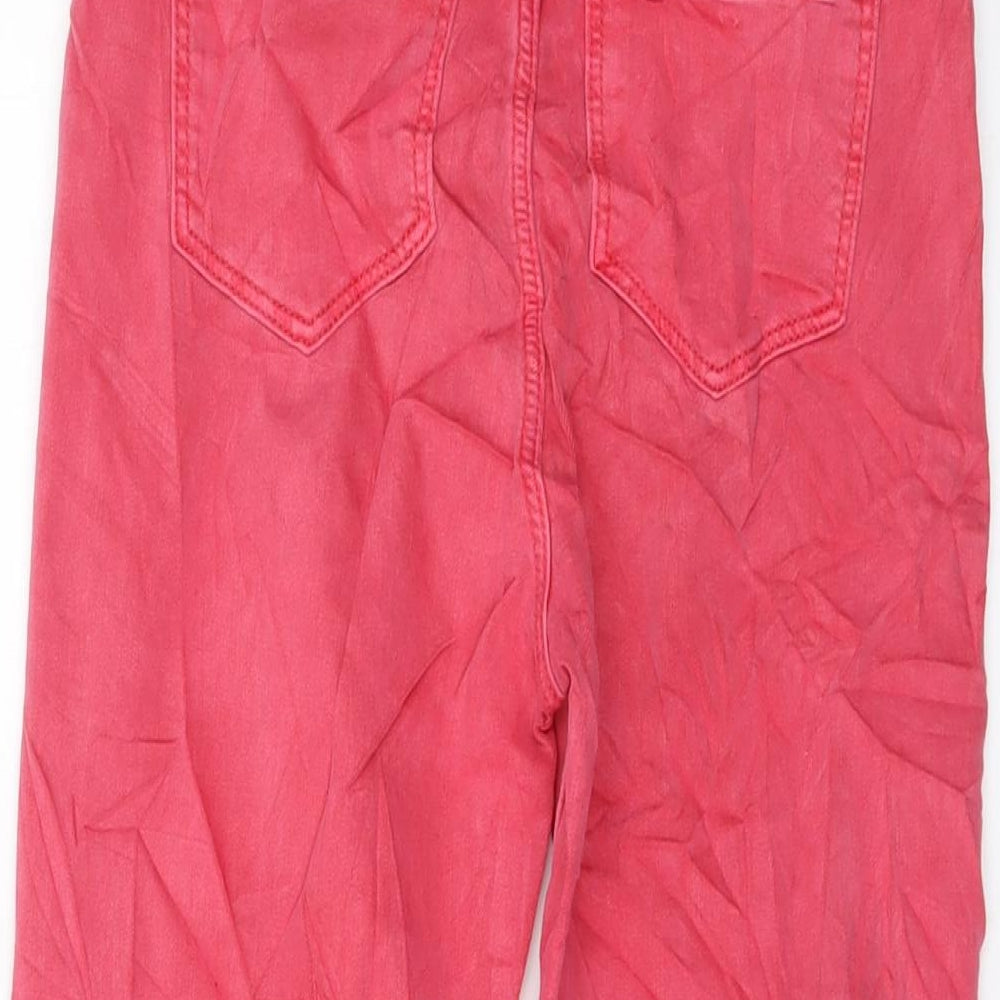 Marks and Spencer Womens Pink Cotton Cropped Jeans Size 8 L21 in Regular Button