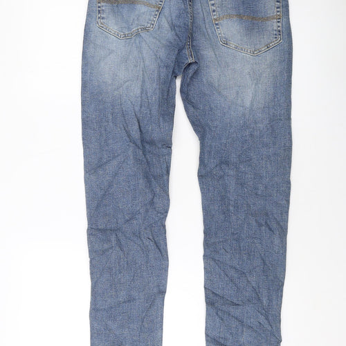 Marks and Spencer Mens Blue Cotton Straight Jeans Size 30 in L31 in Slim Button
