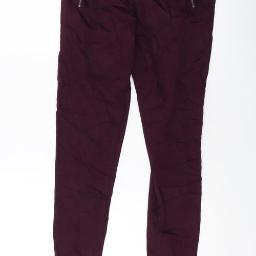 Marks and Spencer Womens Purple Cotton Skinny Jeans Size 12 L28 in Regular Button