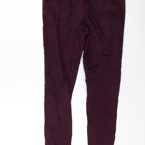 Marks and Spencer Womens Purple Cotton Skinny Jeans Size 12 L28 in Regular Button