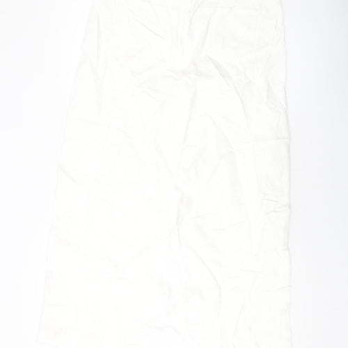 Marks and Spencer Womens Ivory Cotton A-Line Skirt Size 14 Button