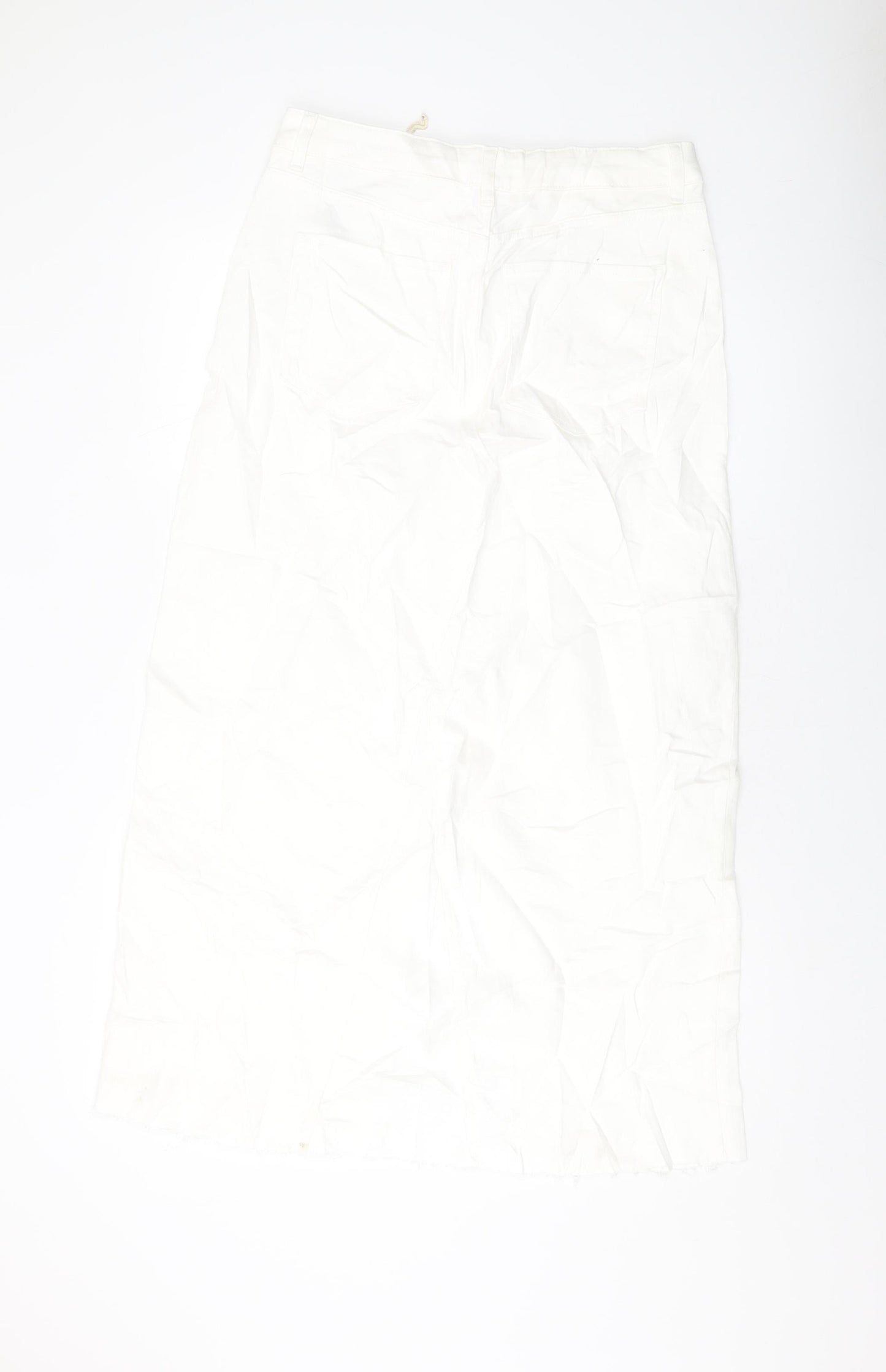 Marks and Spencer Womens Ivory Cotton A-Line Skirt Size 14 Button