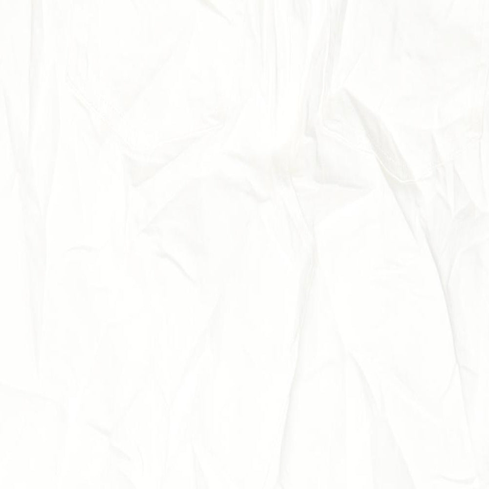 Marks and Spencer Womens Ivory Cotton A-Line Skirt Size 14 Button